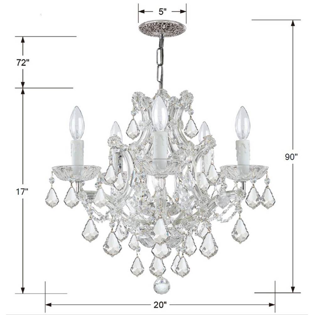 Crystorama Maria Theresa Maria Theresa 6 Light Clear Italian Crystal Polished Chrome Mini Chandelier