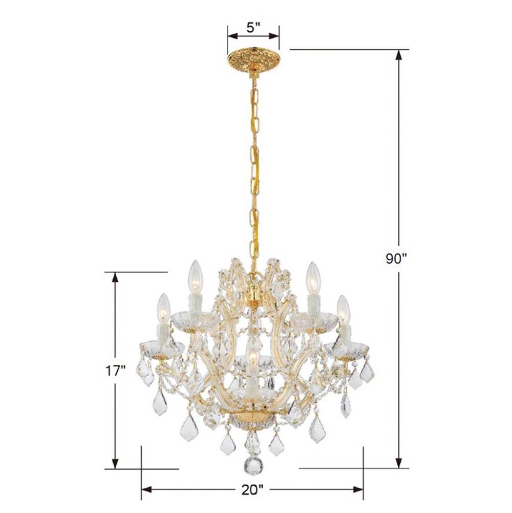 Crystorama 4405-GD-CL-MWP Gold Maria Theresa 6 Light Hand Cut Crystal Gold Mini Chandelier Image 2