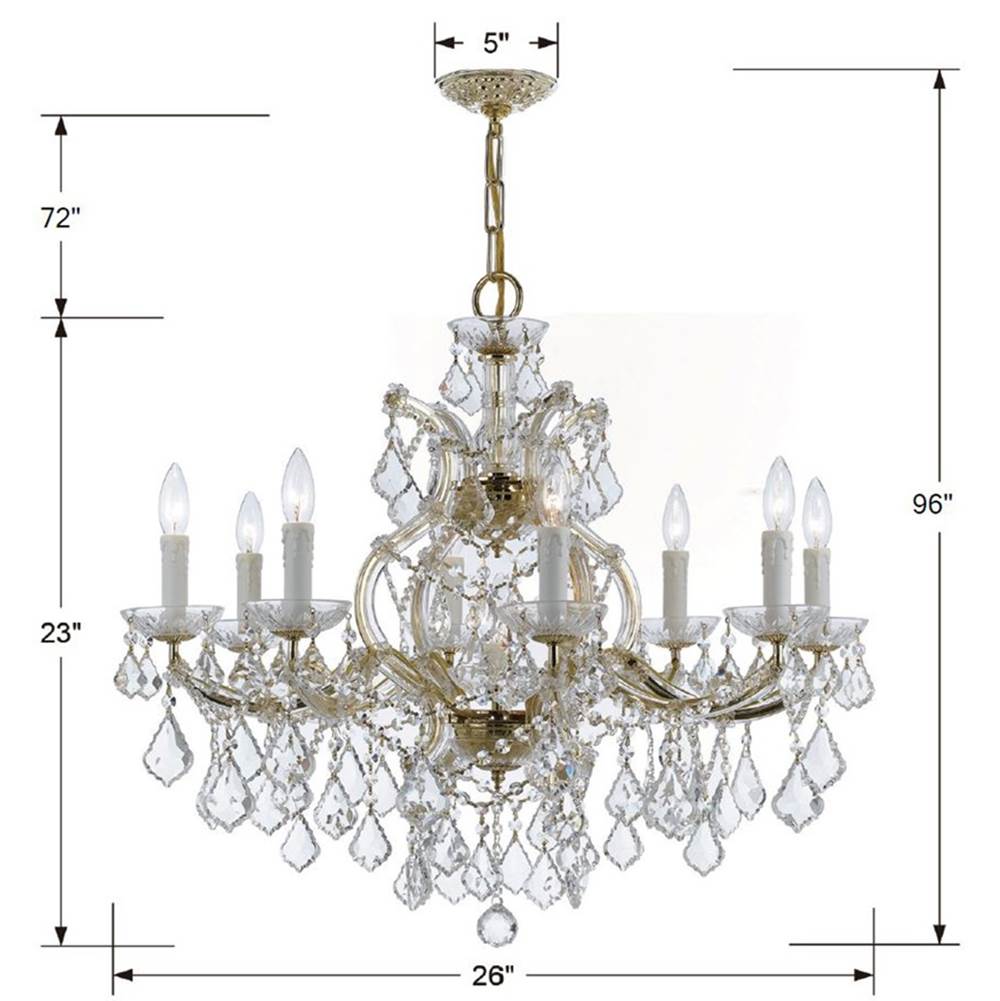 Crystorama 4408-GD-CL-MWP Gold Maria Theresa 9 Light Hand Cut Crystal Gold Chandelier Image 2