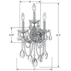 Crystorama Maria Theresa Maria Theresa 3 Light Swarovski Strass Crystal Polished Chrome Sconce