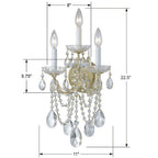 Crystorama Maria Theresa Maria Theresa 3 Light Swarovski Strass Crystal Polished Chrome Sconce
