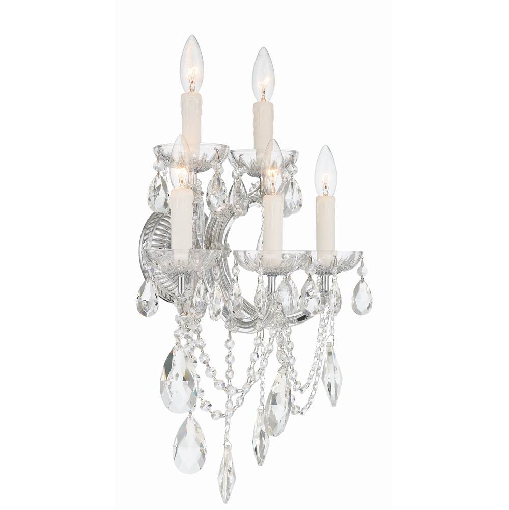 Crystorama 4425-CH-CL-MWP Polished Chrome Maria Theresa 5 Light Hand Cut Crystal Polished Chrome Sconce Image 5