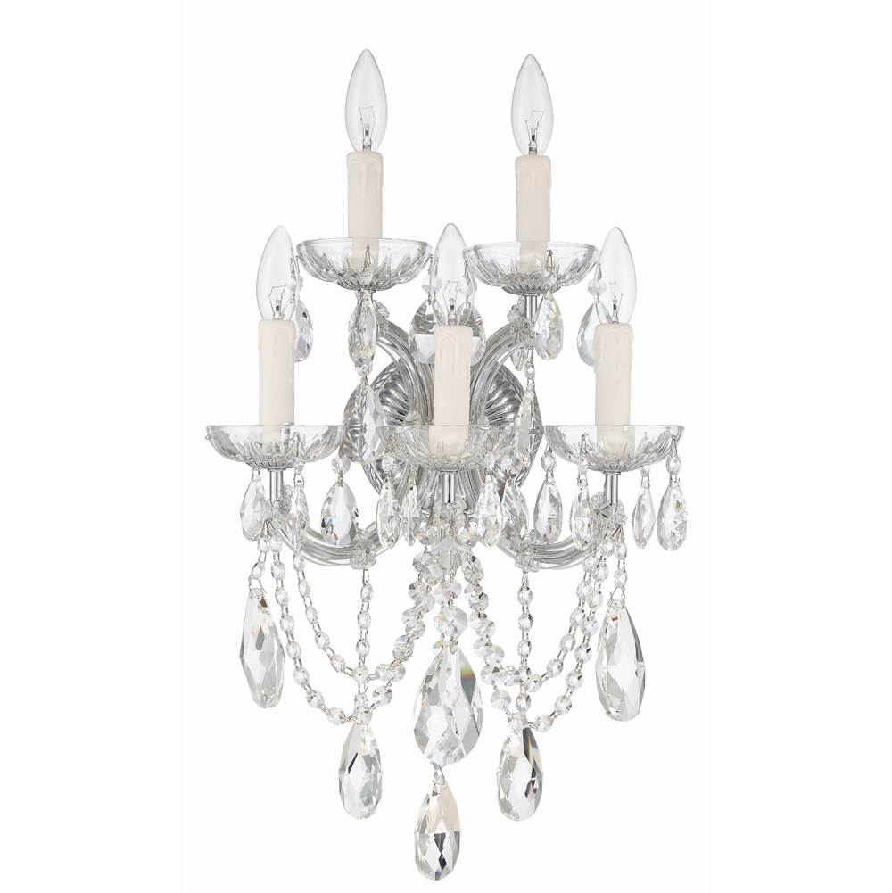 Crystorama 4425-CH-CL-MWP Polished Chrome Maria Theresa 5 Light Hand Cut Crystal Polished Chrome Sconce Image 4