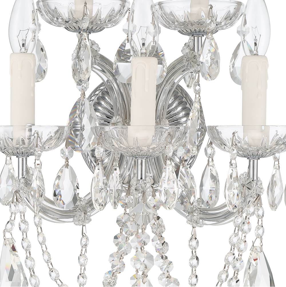 Crystorama 4425-CH-CL-MWP Polished Chrome Maria Theresa 5 Light Hand Cut Crystal Polished Chrome Sconce Image 3