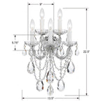 Crystorama 4425-CH-CL-MWP Polished Chrome Maria Theresa 5 Light Hand Cut Crystal Polished Chrome Sconce Image 2
