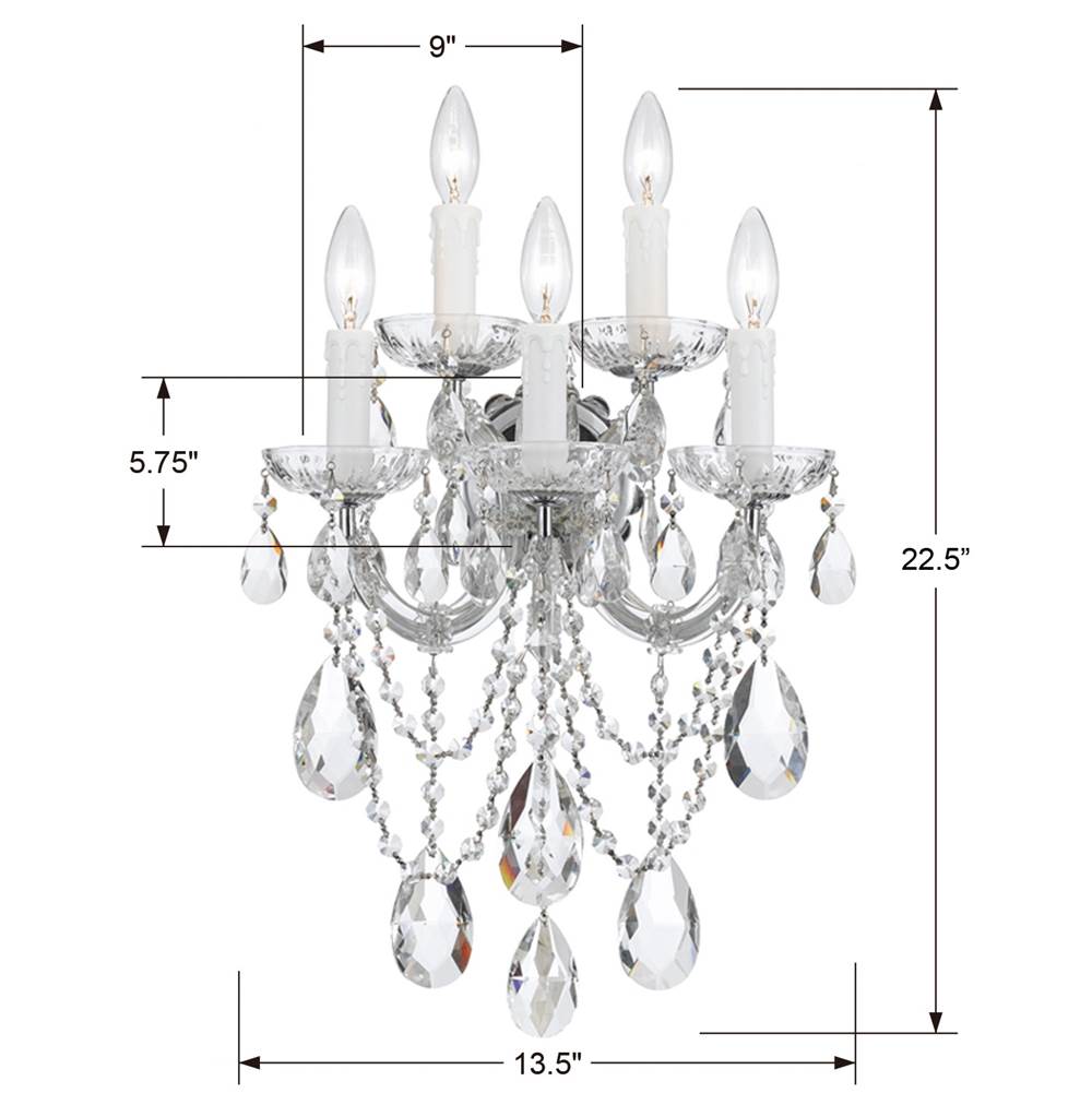 Crystorama Maria Theresa Maria Theresa 5 Light Swarovski Strass Crystal Polished Chrome Sconce
