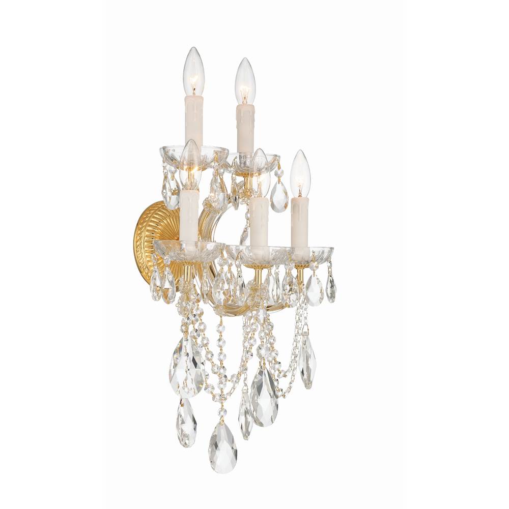 Crystorama 4425-GD-CL-MWP Gold Maria Theresa 5 Light Hand Cut Crystal Gold Sconce Image 5