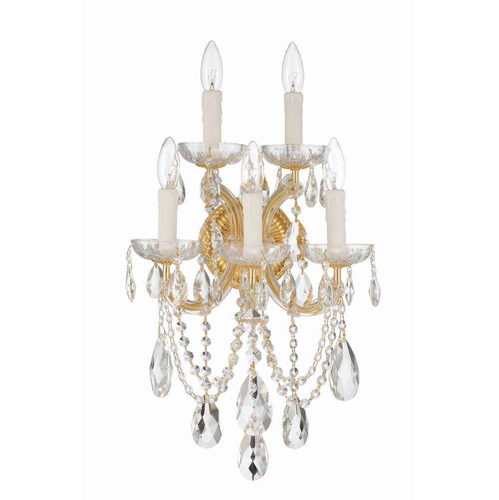 Crystorama 4425-GD-CL-MWP Gold Maria Theresa 5 Light Hand Cut Crystal Gold Sconce Image 4