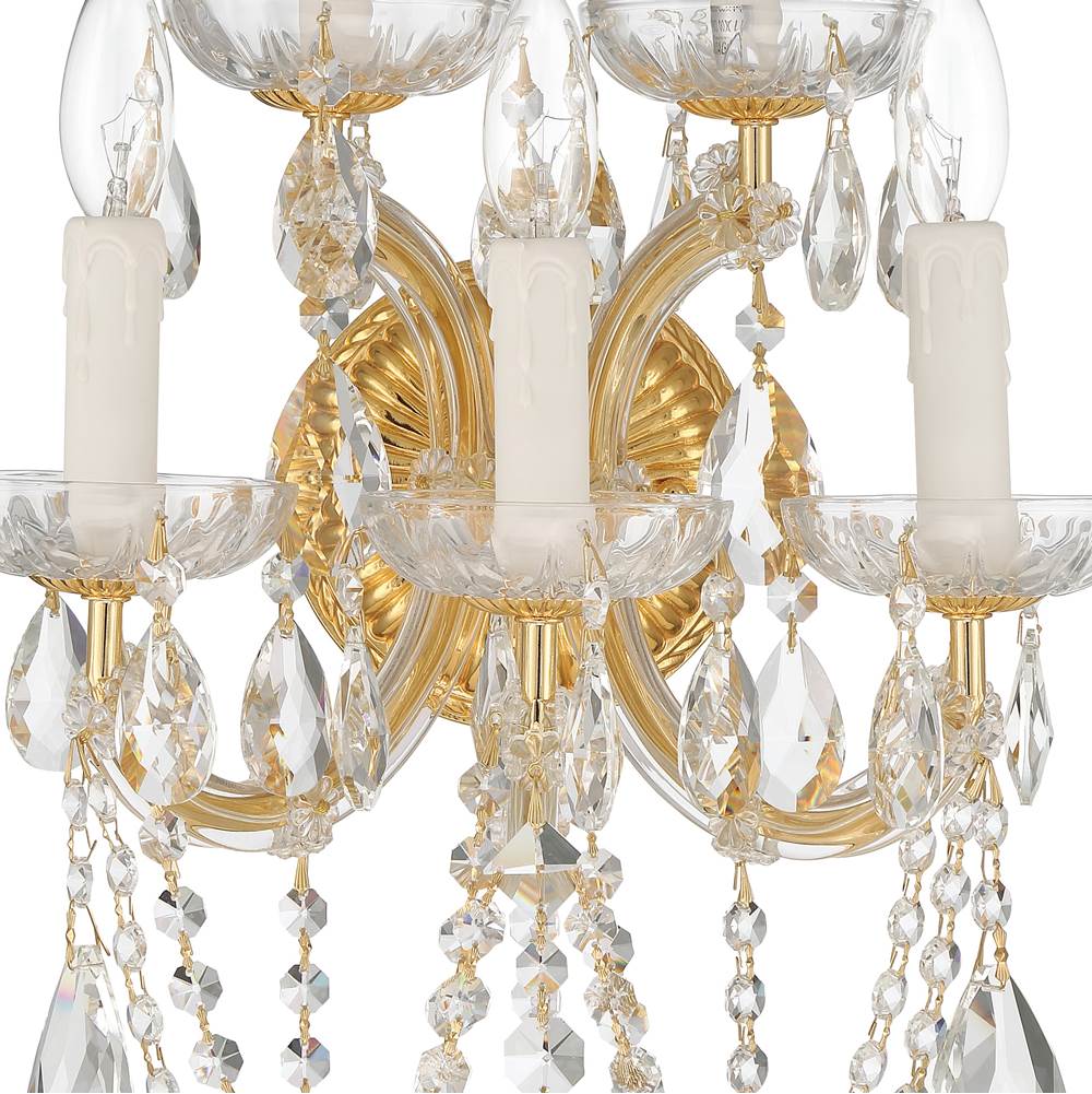 Crystorama 4425-GD-CL-MWP Gold Maria Theresa 5 Light Hand Cut Crystal Gold Sconce Image 3