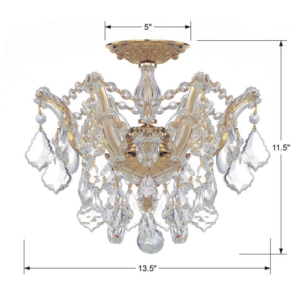 Crystorama Maria Theresa Maria Theresa 3 Light Hand Cut Crystal Polished Chrome Ceiling Mount