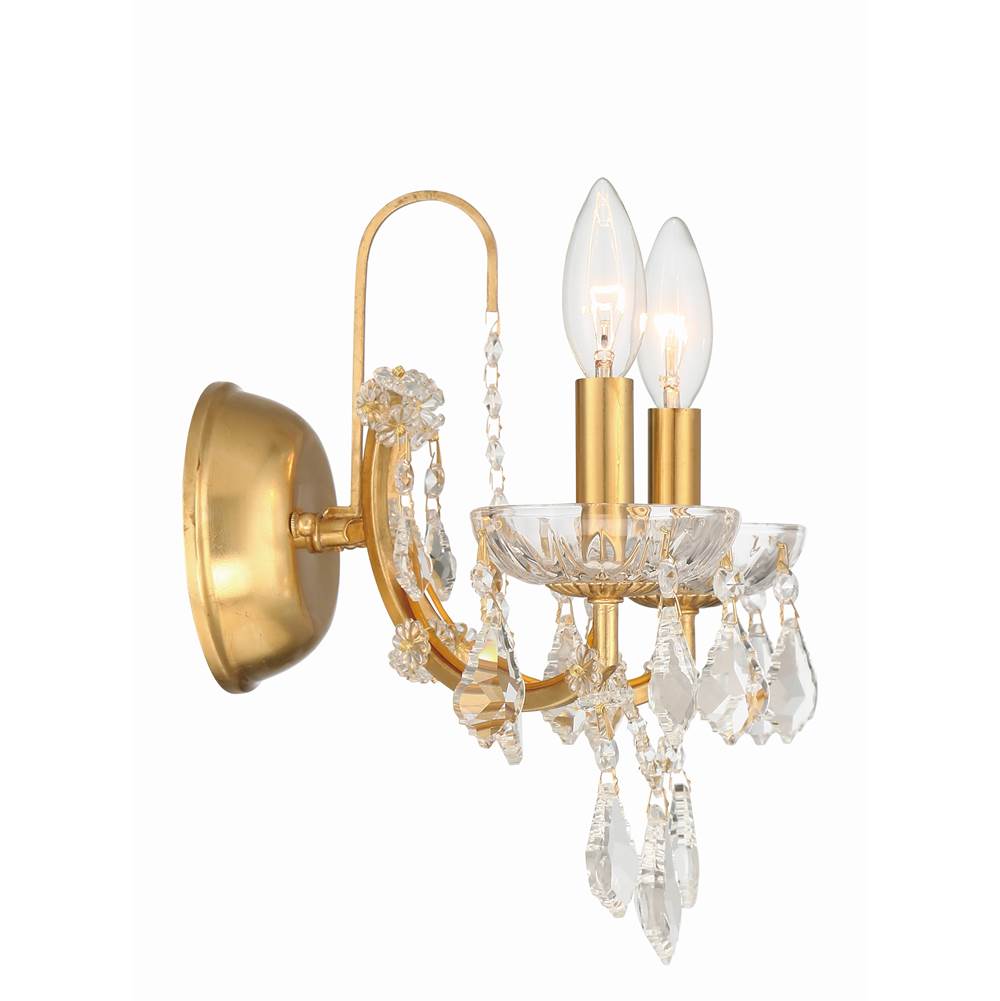 Crystorama 4452-GA-CL-MWP Antique Gold Filmore 2 Light Hand Cut Crystal Antique Gold Sconce Image 3