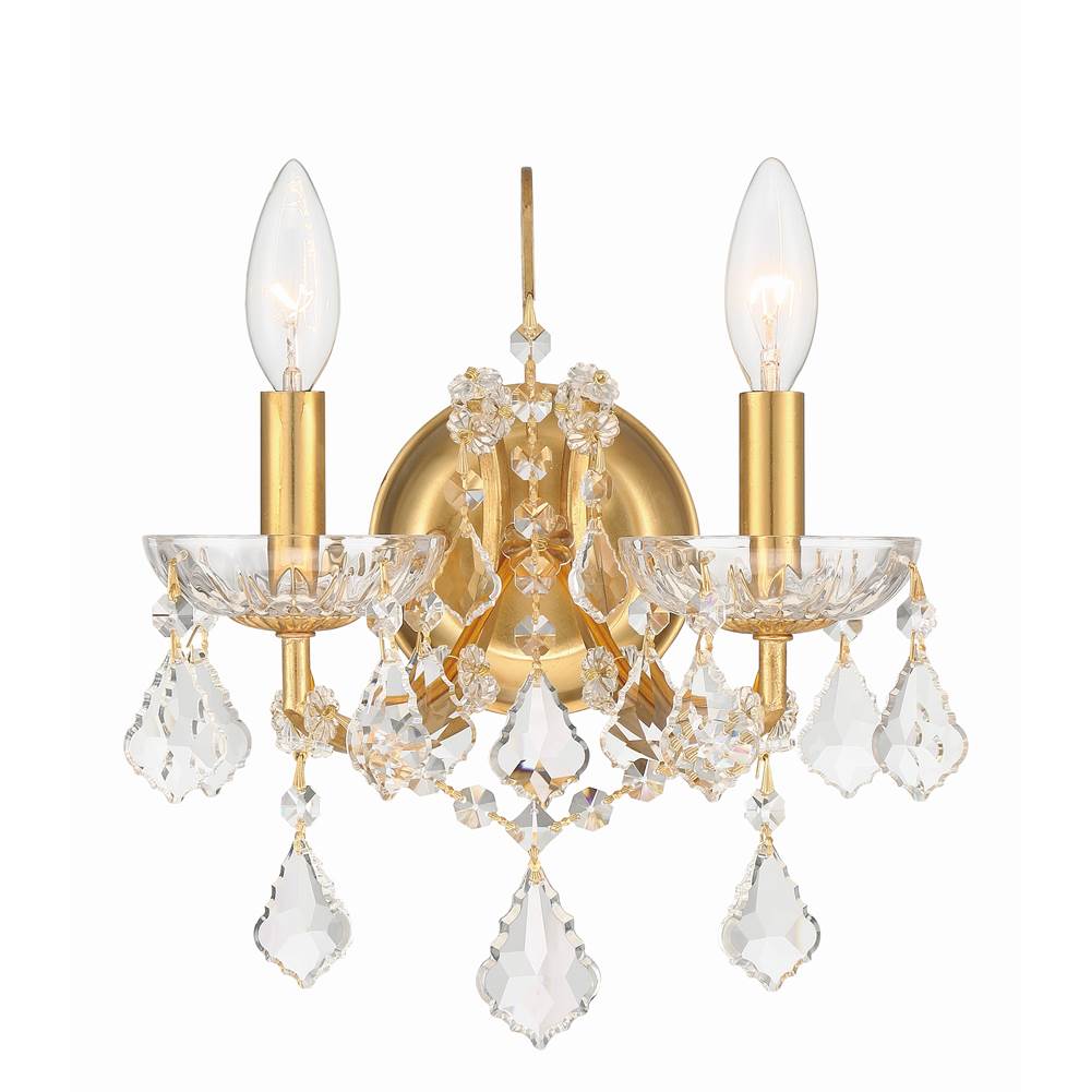 Crystorama 4452-GA-CL-S Antique Gold Filmore 2 Light Swarovski Strass Crystal Antique Gold Sconce Image 1