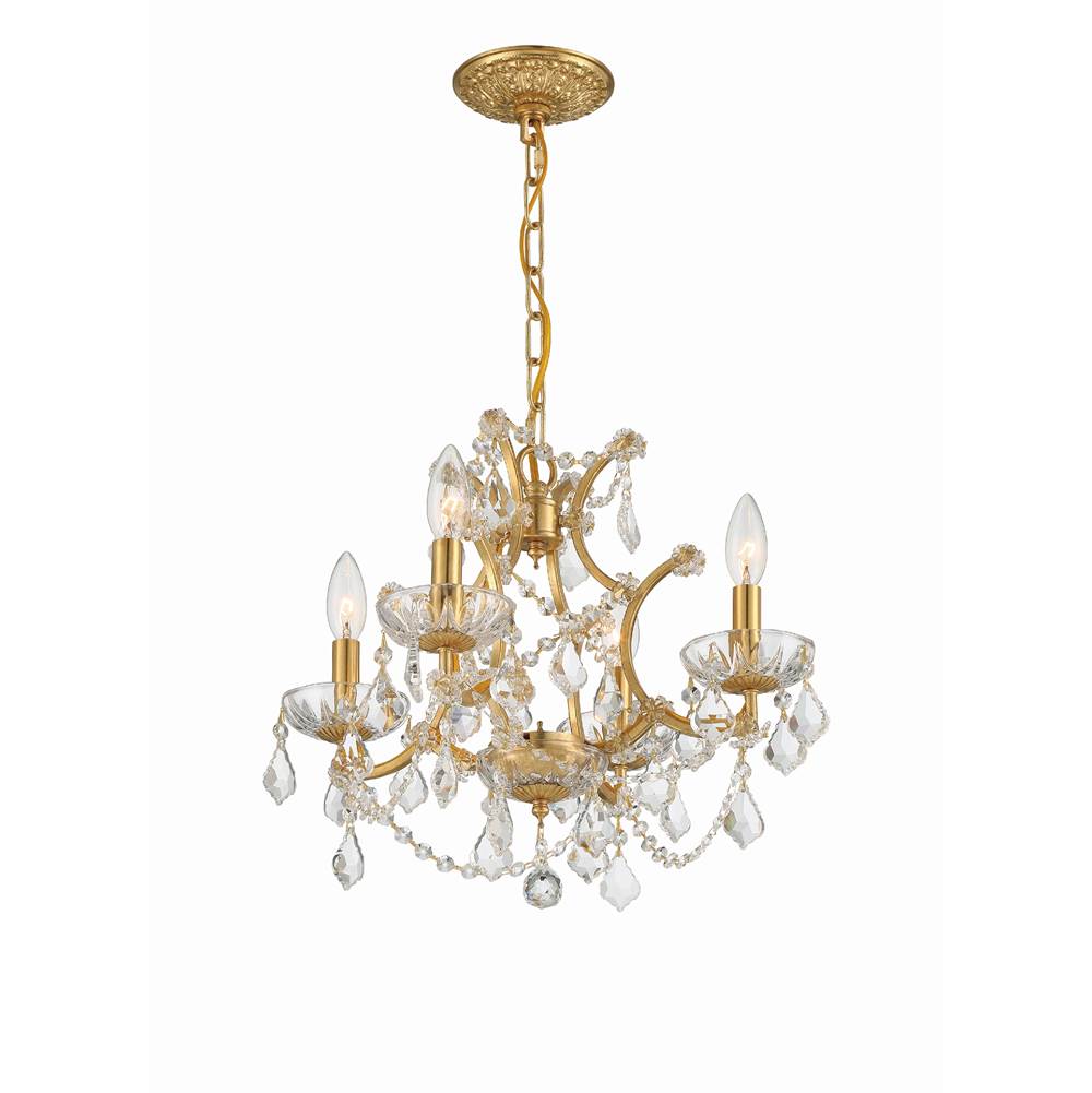 Crystorama Filmore 4 Light Hand Cut Crystal Antique Gold Mini Chandelier