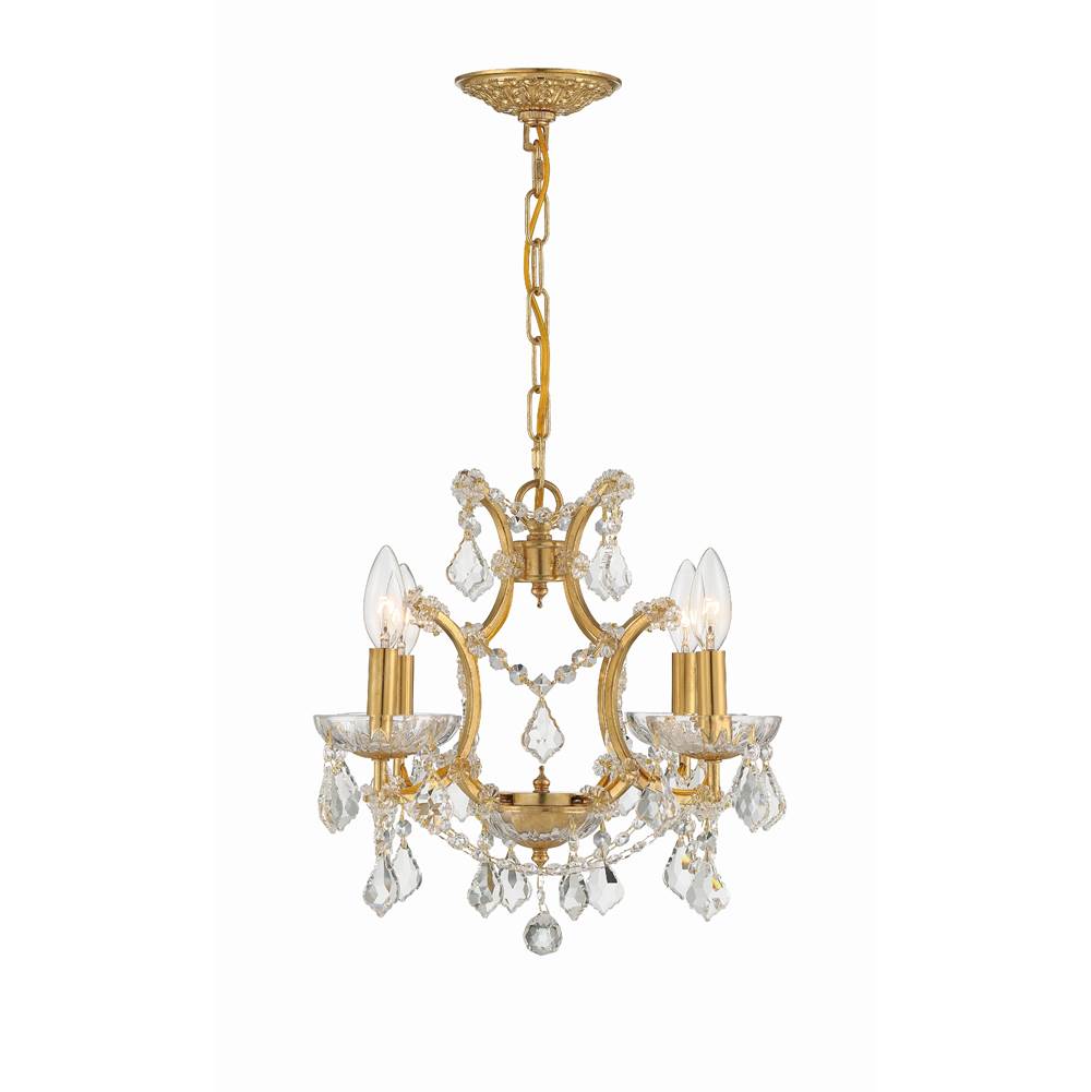 Crystorama 4454-GA-CL-MWP Antique Gold Filmore 4 Light Hand Cut Crystal Antique Gold Mini Chandelier Image 5