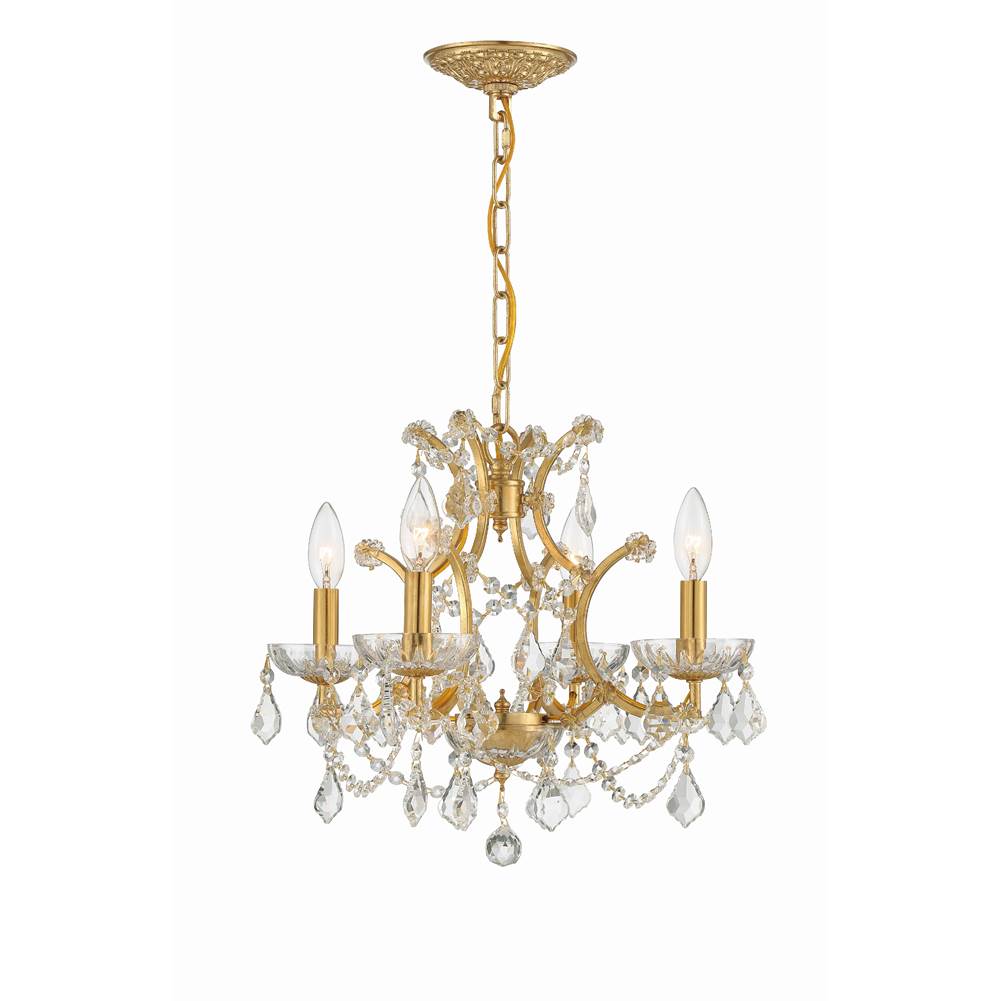Crystorama 4454-GA-CL-S Antique Gold Filmore 4 Light Swarovski Strass Crystal Antique Gold Mini Chandelier Image 1