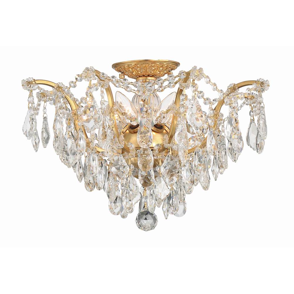 Crystorama 4457-GA-CL-MWP Antique Gold Filmore 5 Light Hand Cut Crystal Antique Gold Ceiling Mount Image 1