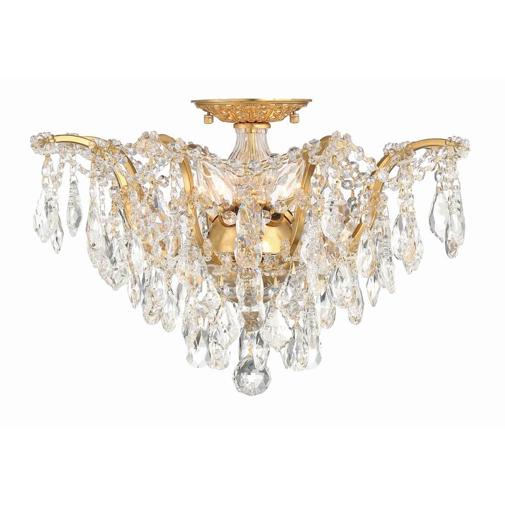 Crystorama Filmore 5 Light Hand Cut Crystal Antique Gold Ceiling Mount