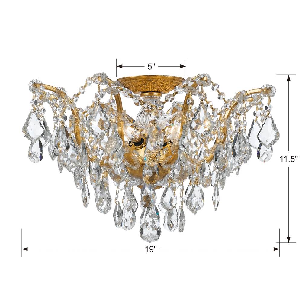 Crystorama 4457-GA-CL-MWP Antique Gold Filmore 5 Light Hand Cut Crystal Antique Gold Ceiling Mount Image 2