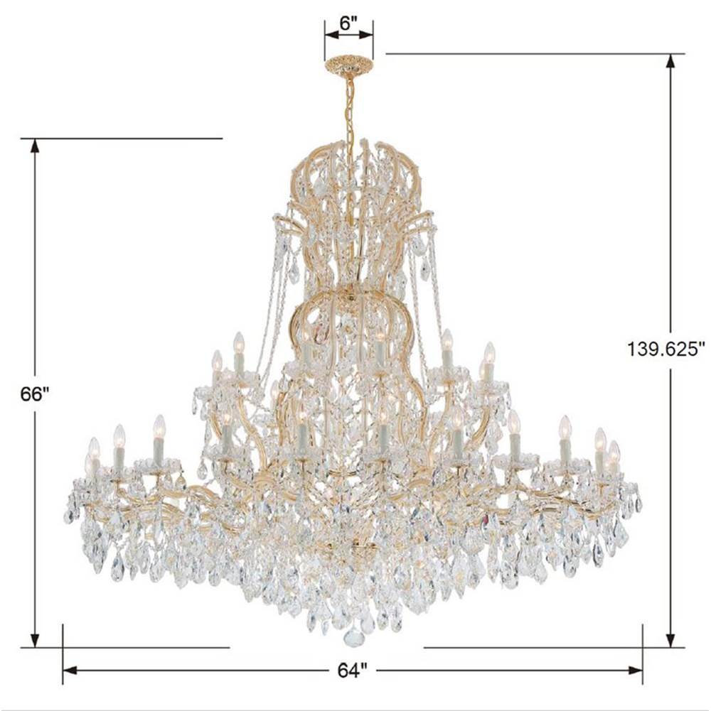 Crystorama 4460-GD-CL-MWP Gold Maria Theresa 37 Light Hand Cut Crystal Gold Chandelier Image 3