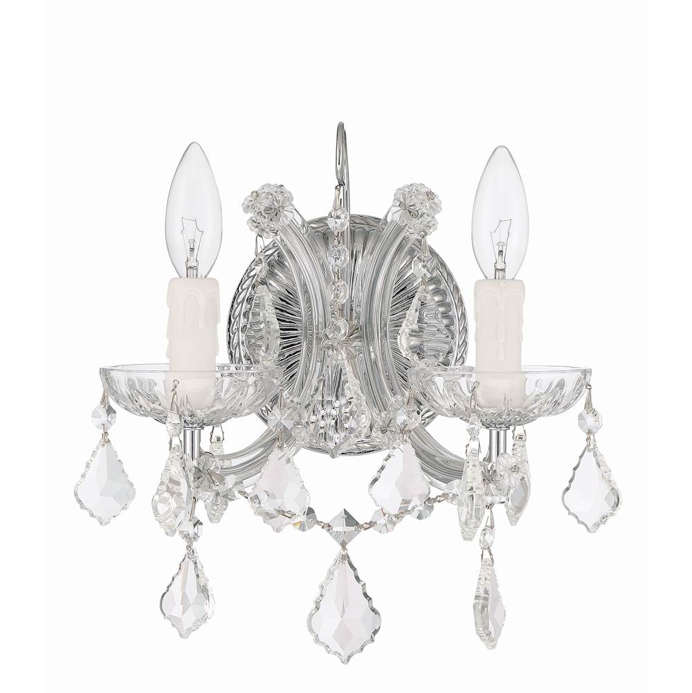 Crystorama Maria Theresa Maria Theresa 2 Light Hand Cut Crystal Polished Chrome Sconce