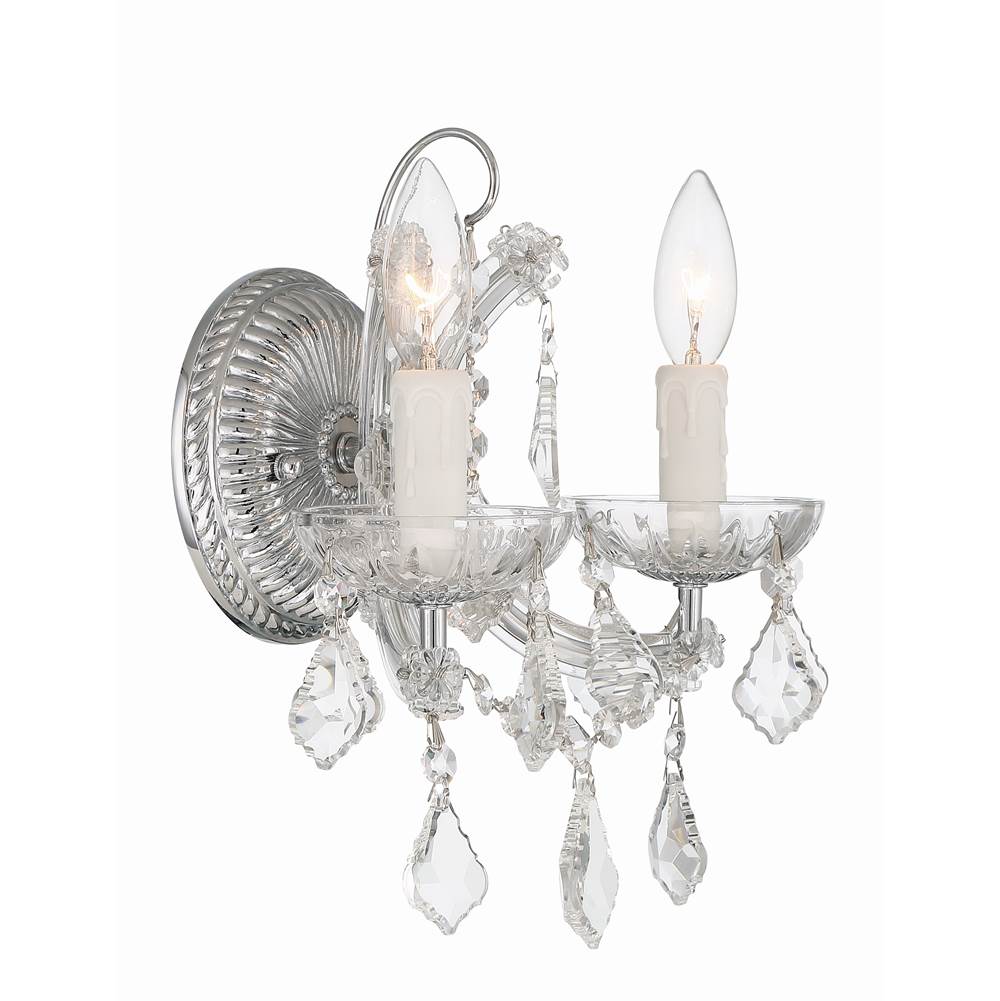 Crystorama 4472-CH-CL-MWP Polished Chrome Maria Theresa 2 Light Hand Cut Crystal Polished Chrome Sconce Image 4