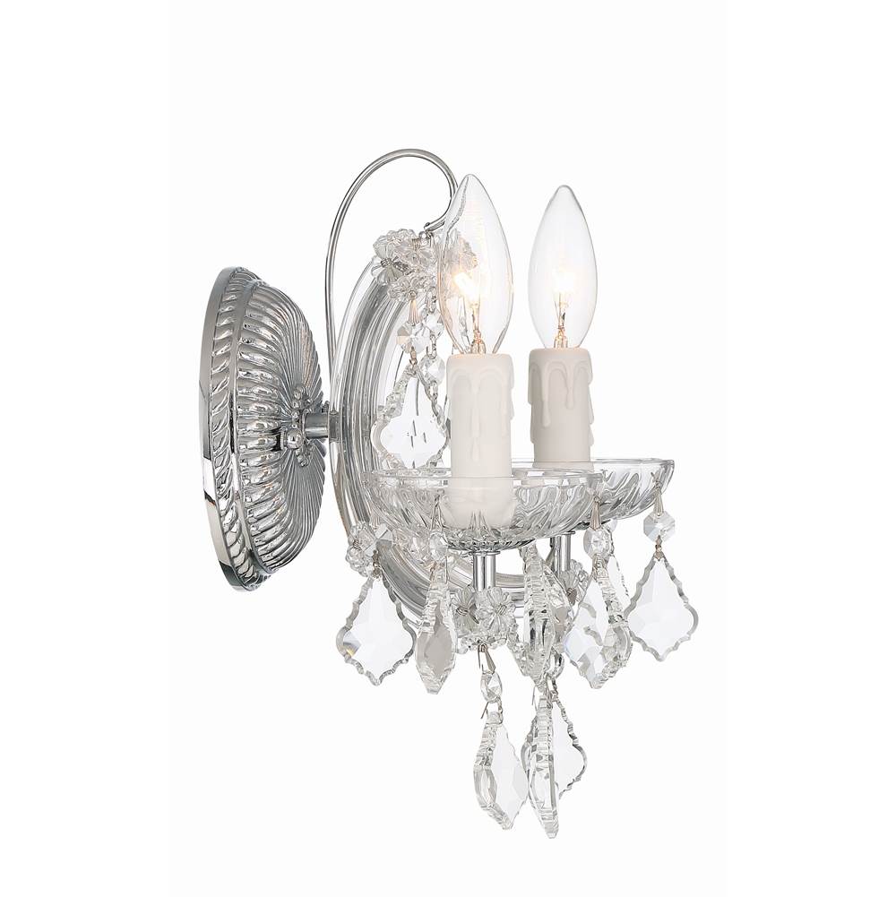 Crystorama 4472-CH-CL-MWP Polished Chrome Maria Theresa 2 Light Hand Cut Crystal Polished Chrome Sconce Image 3