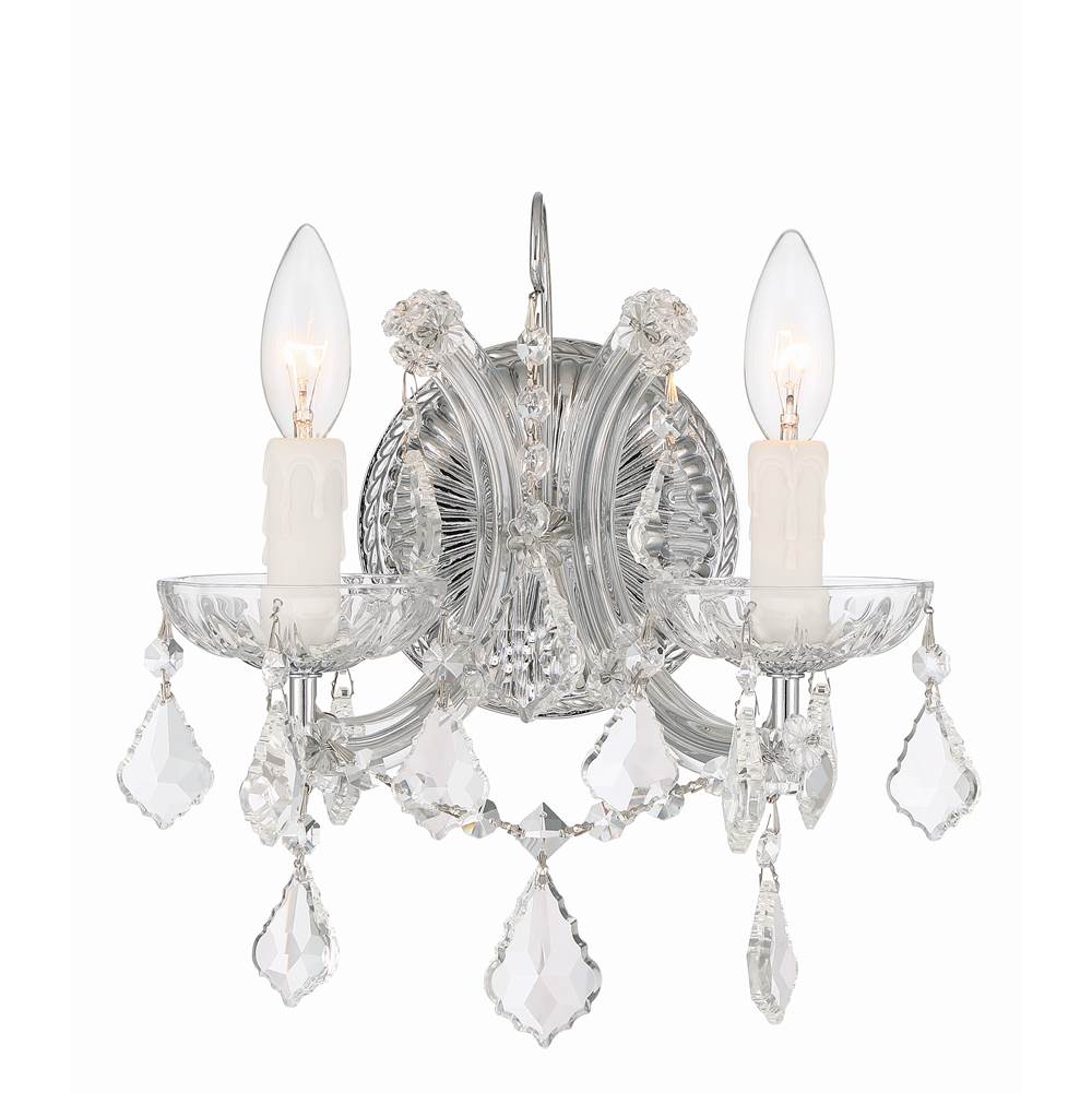 Crystorama 4472-CH-CL-S Polished Chrome Maria Theresa 2 Light Swarovski Strass Crystal Polished Chrome Sconce Image 1