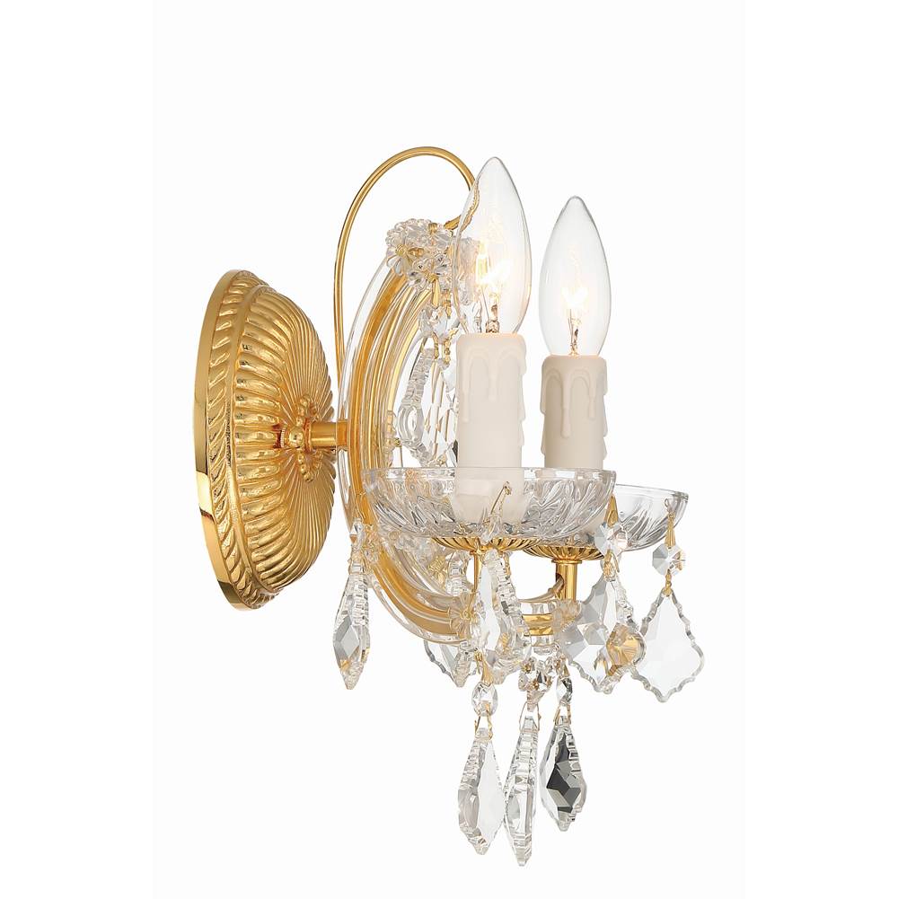Crystorama 4472-GD-CL-MWP Gold Maria Theresa 2 Light Hand Cut Crystal Gold Sconce Image 3