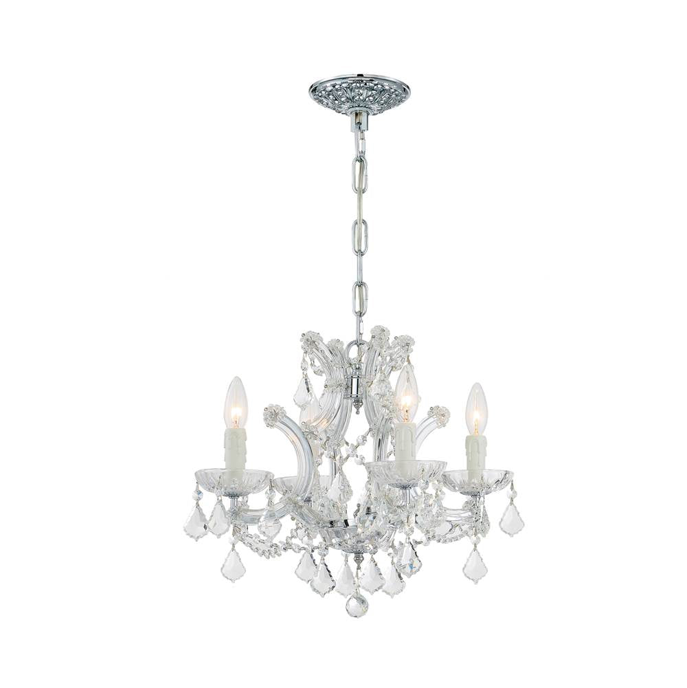 Crystorama 4474-CH-CL-MWP Polished Chrome Maria Theresa 4 Light Hand Cut Crystal Polished Chrome Mini Chandelier Image 1