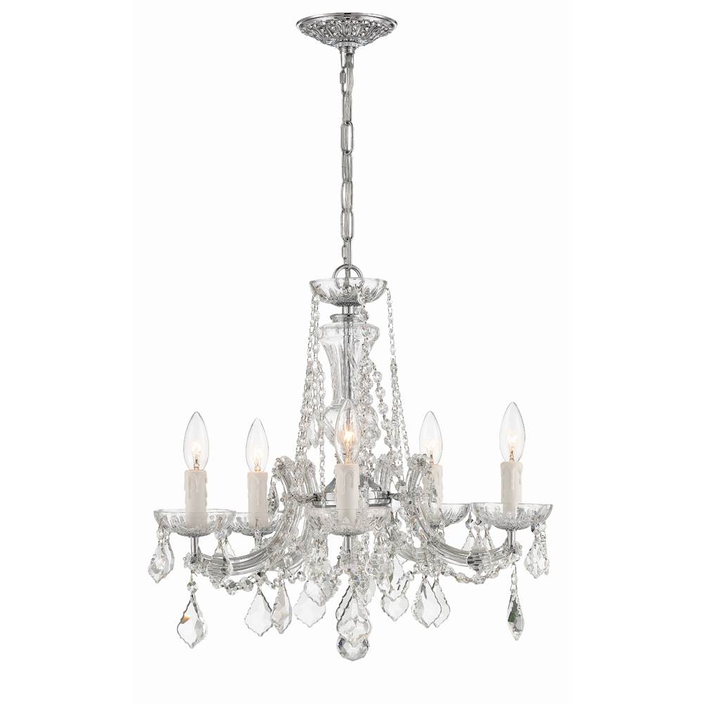 Crystorama 4476-CH-CL-MWP Polished Chrome Maria Theresa 5 Light Hand Cut Crystal Polished Chrome Mini Chandelier Image 4