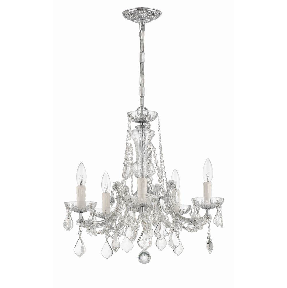 Crystorama 4476-CH-CL-MWP Polished Chrome Maria Theresa 5 Light Hand Cut Crystal Polished Chrome Mini Chandelier Image 3
