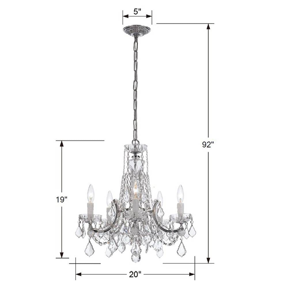 Crystorama 4476-CH-CL-MWP Polished Chrome Maria Theresa 5 Light Hand Cut Crystal Polished Chrome Mini Chandelier Image 2