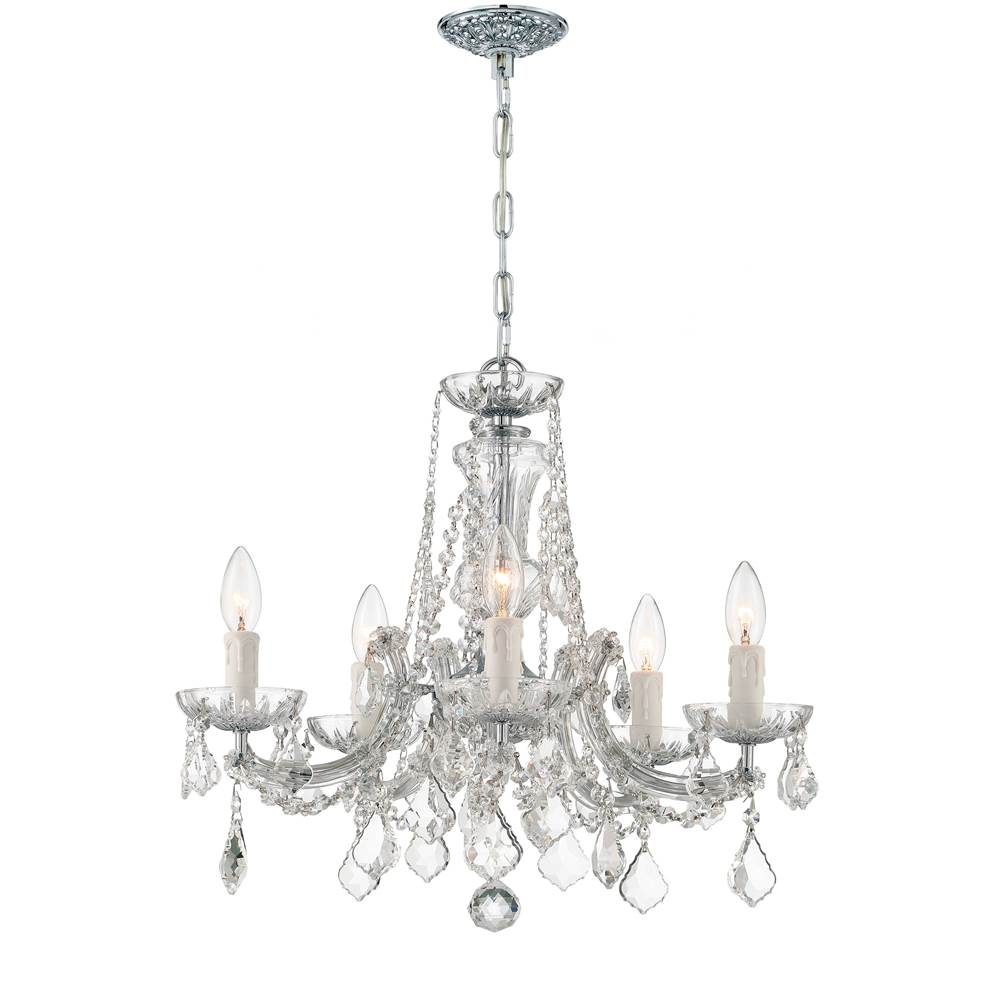 Crystorama 4476-CH-CL-S Polished Chrome Maria Theresa 5 Light Swarovski Strass Crystal Polished Chrome Mini Chandelier Image 1