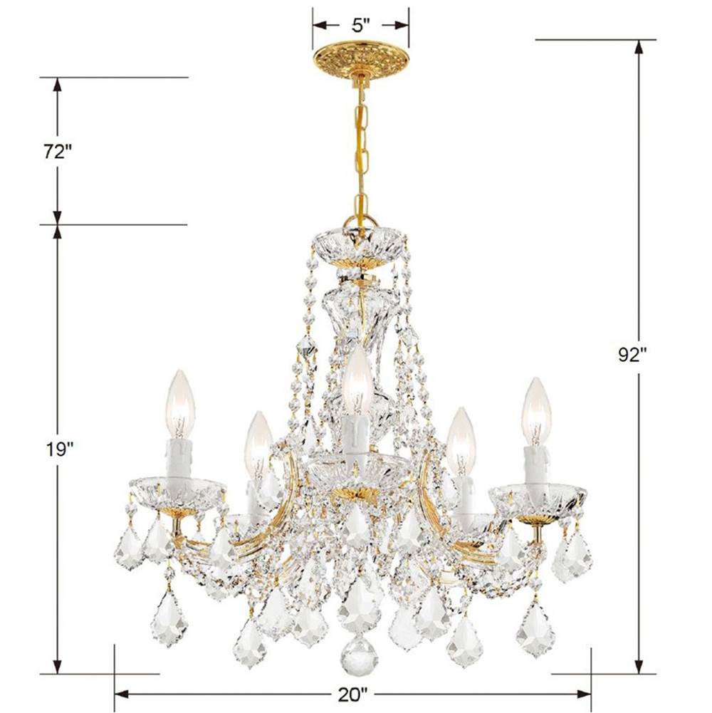 Crystorama 4476-GD-CL-MWP Gold Maria Theresa 5 Light Hand Cut Crystal Gold Mini Chandelier Image 2