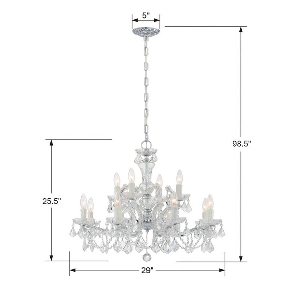 Crystorama Maria Theresa Maria Theresa 12 Light Clear Italian Crystal Polished Chrome Chandelier