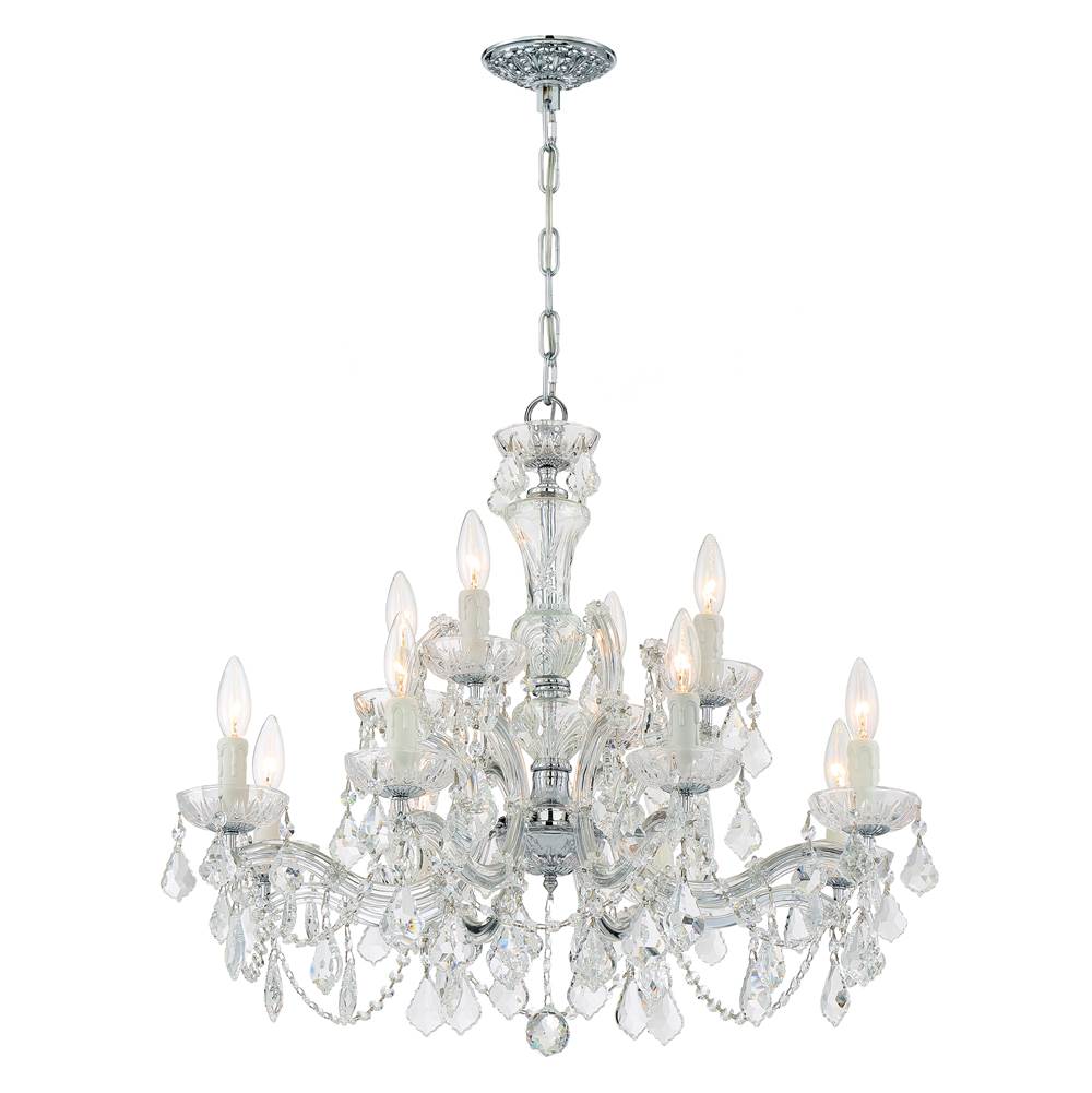 Crystorama 4479-CH-CL-S Polished Chrome Maria Theresa 12 Light Clear Swarovski Strass Crystal Polished Chrome Chandelier Image 1