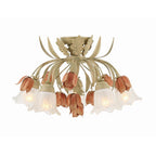 Crystorama Southport 5 Light Sage Rose Floral Ceiling Mount