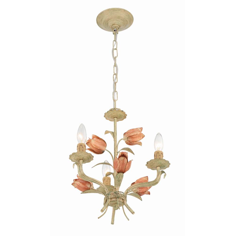 Crystorama Southport 3 Light Sage Rose Mini Chandelier