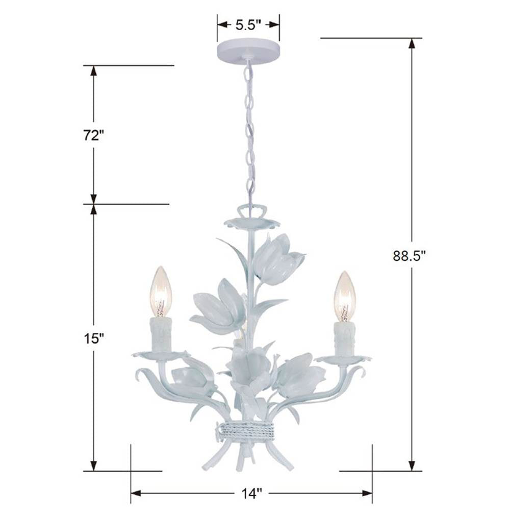 Crystorama 4813-WW Wet White Southport 3 Light Wet White Mini Chandelier Image 2