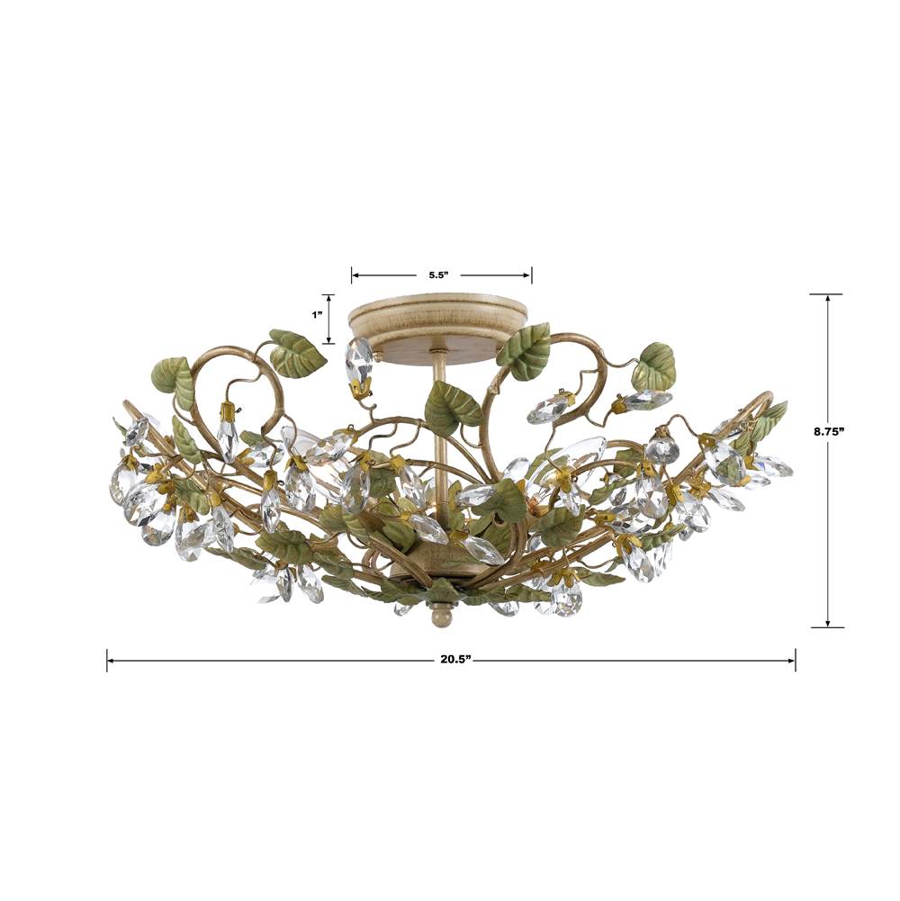 Crystorama 4840-CT Champagne Green Tea Josie 5 Light Champagne Green Tea Ceiling Mount Image 2