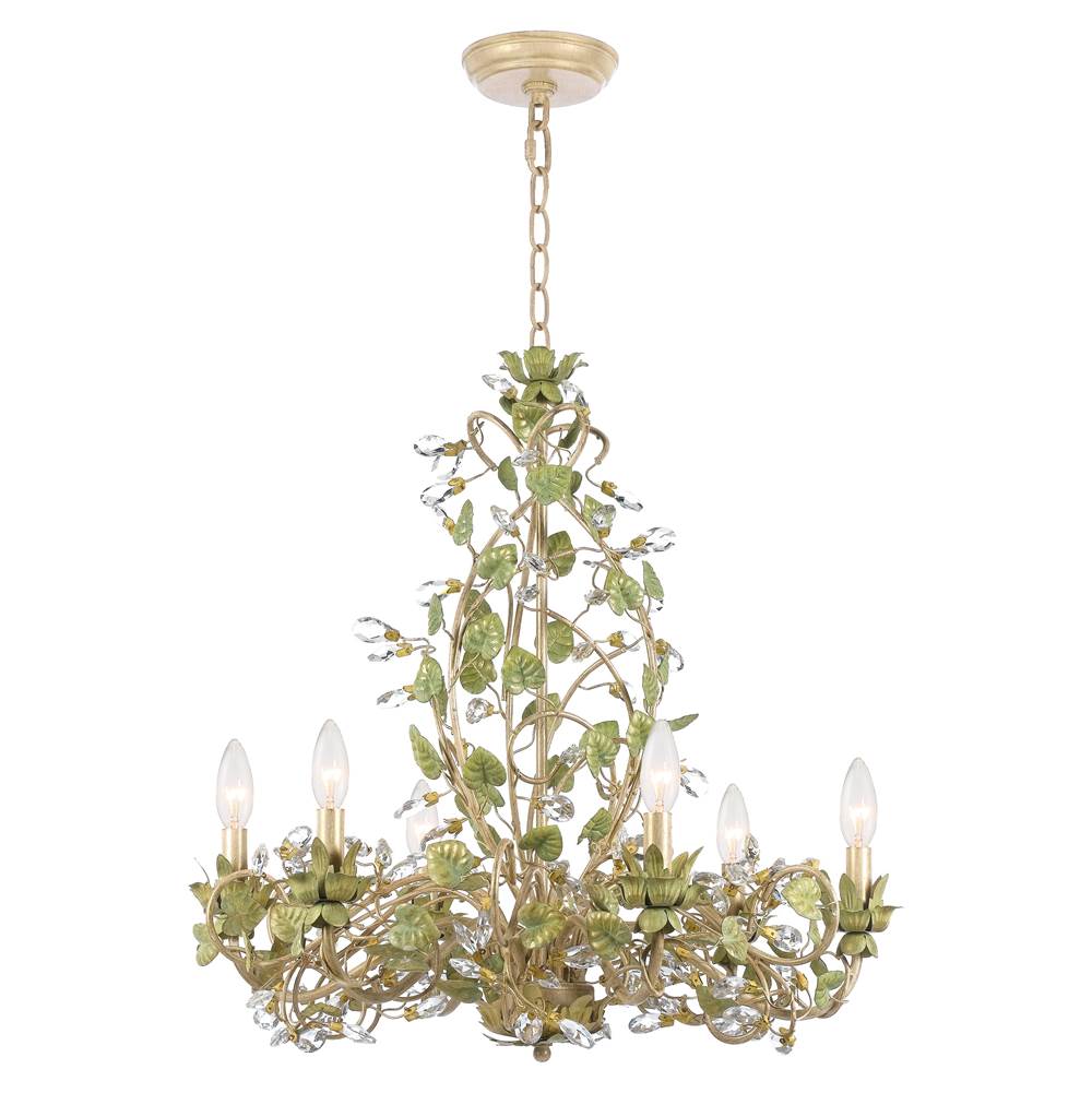 Crystorama 4846-CT Champagne Green Tea Josie 6 Light Champagne Green Tea Chandelier Image 1