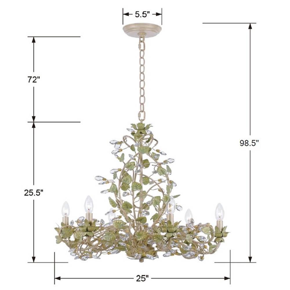 Crystorama Josie 6 Light Champagne Green Tea Chandelier