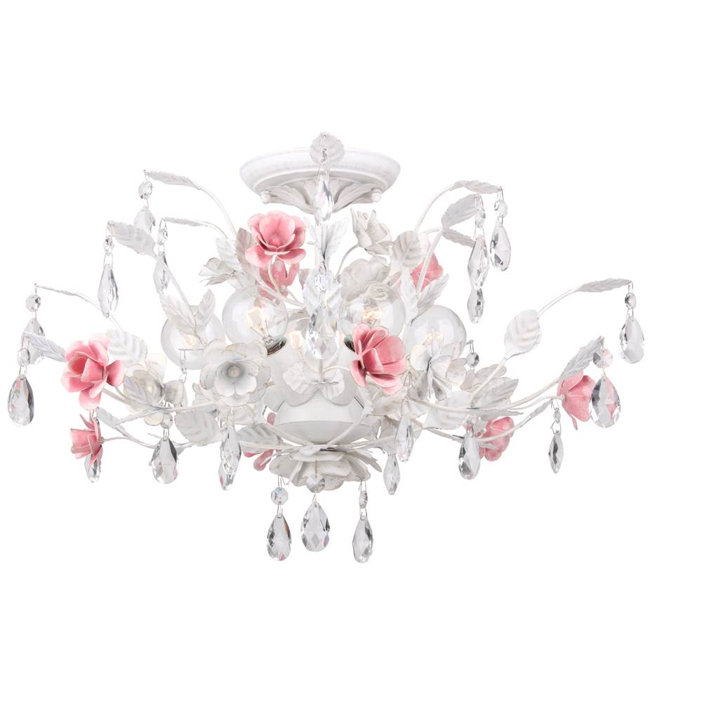 Crystorama 4850-WW Wet White Lola 6 Light Wet White Ceiling Mount Image 1
