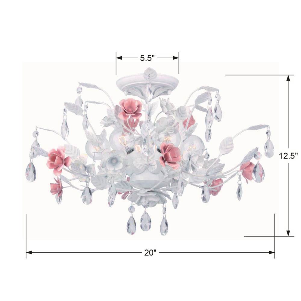 Crystorama Lola 6 Light Wet White Ceiling Mount