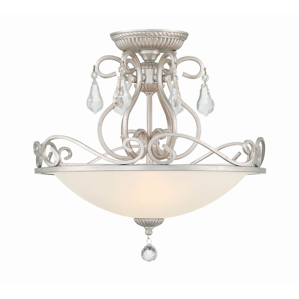 Crystorama Ashton 3 Light Hand Cut Crystal Olde Silver Ceiling Mount