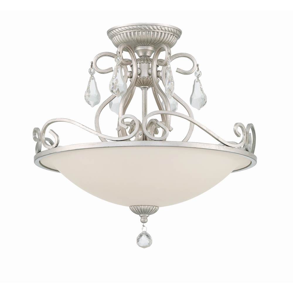 Crystorama 5010-OS-CL-MWP Olde Silver Ashton 3 Light Hand Cut Crystal Olde Silver Ceiling Mount Image 4