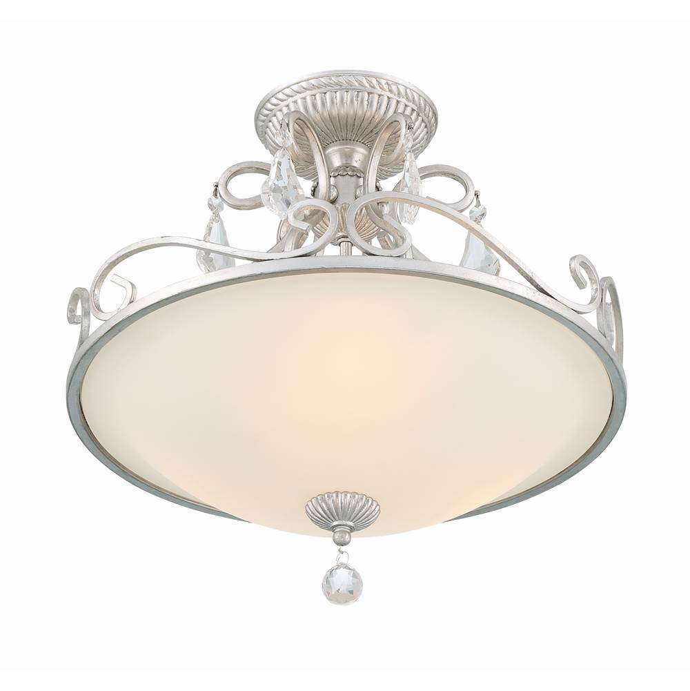 Crystorama 5010-OS-CL-MWP Olde Silver Ashton 3 Light Hand Cut Crystal Olde Silver Ceiling Mount Image 3