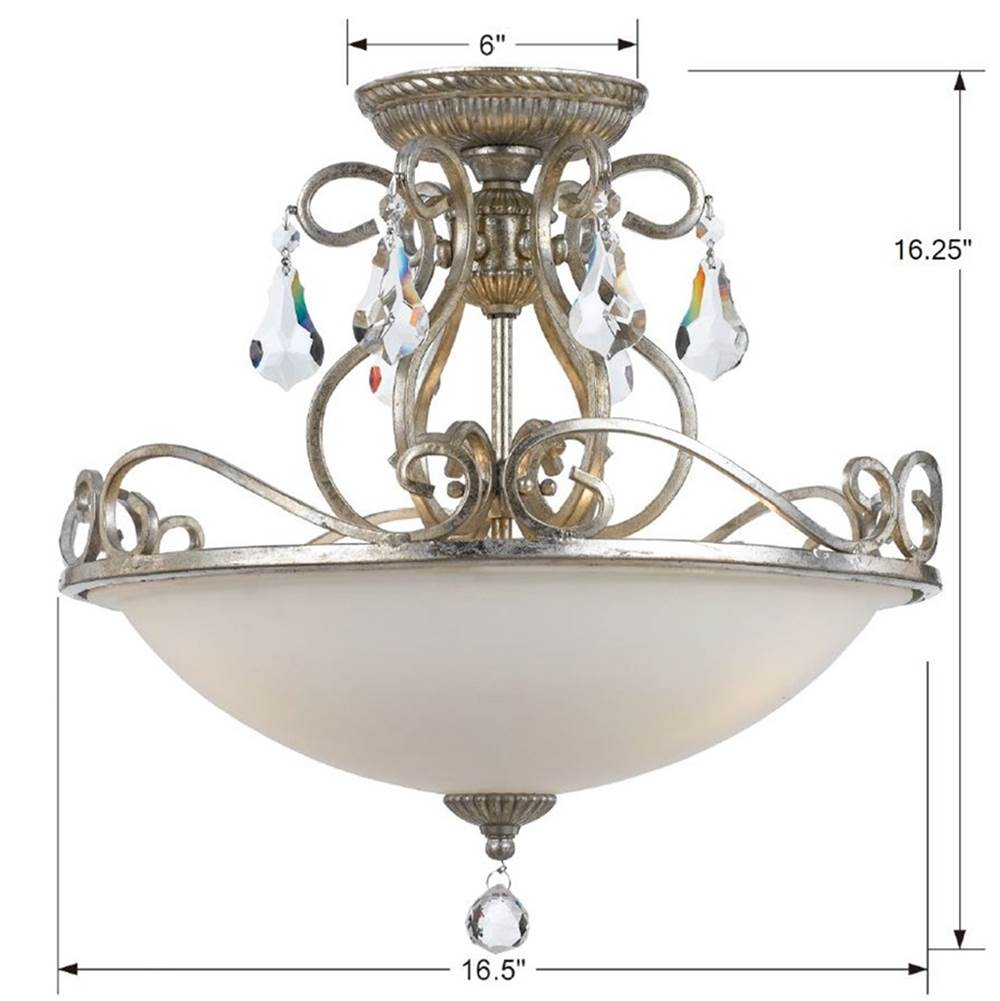 Crystorama 5010-OS-CL-MWP Olde Silver Ashton 3 Light Hand Cut Crystal Olde Silver Ceiling Mount Image 2