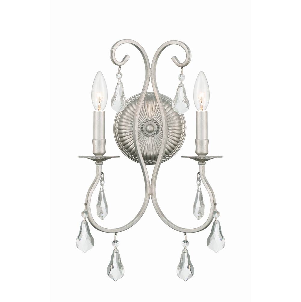 Crystorama 5012-OS-CL-MWP Olde Silver Ashton 2 Light Hand Cut Crystal Olde Silver Sconce Image 1