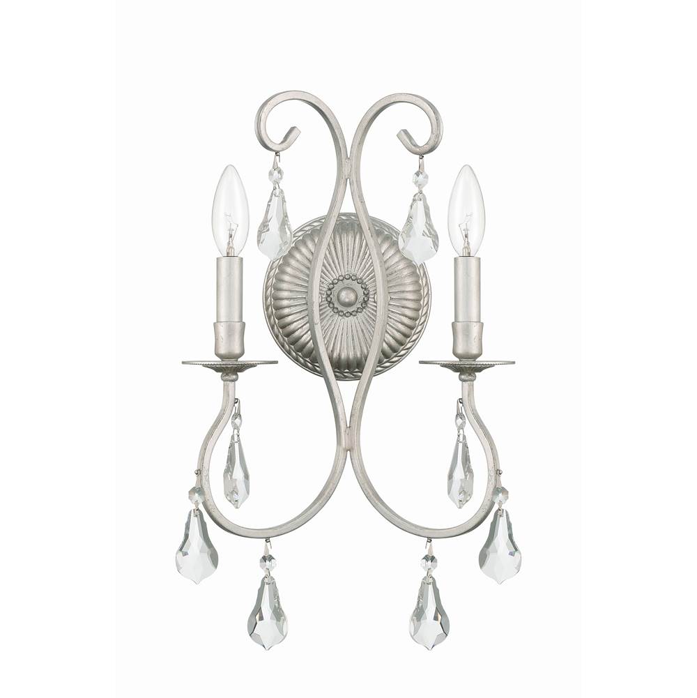 Crystorama Ashton 2 Light Hand Cut Crystal Olde Silver Sconce